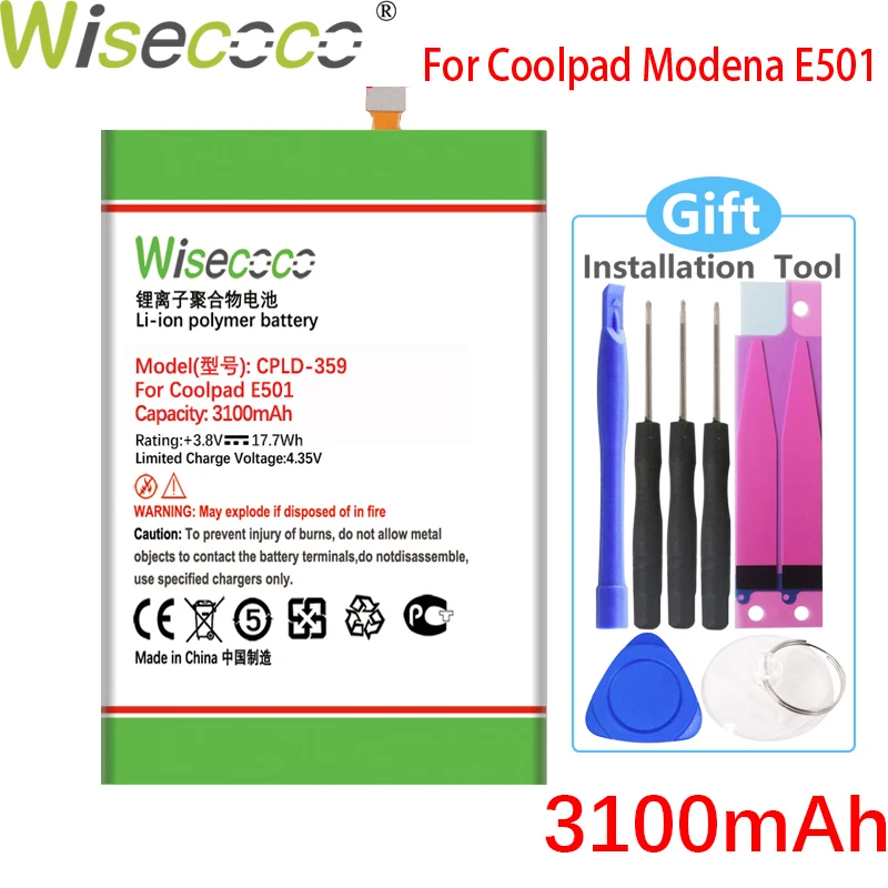 

Аккумулятор WISECOCO 3100 мА · ч CPLD-359 для Coolpad E501, мобильный телефон, в наличии, высокое качество + номер отслеживания