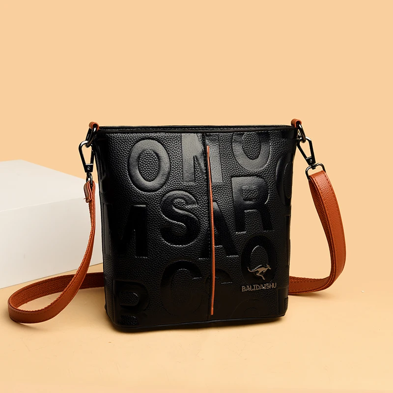 

Women's High Quality PU Leather Handbag Luxury Brand Designer Fashion Letter Printed Shoulder Bag Ladies Retro Diagonal Tote Bag