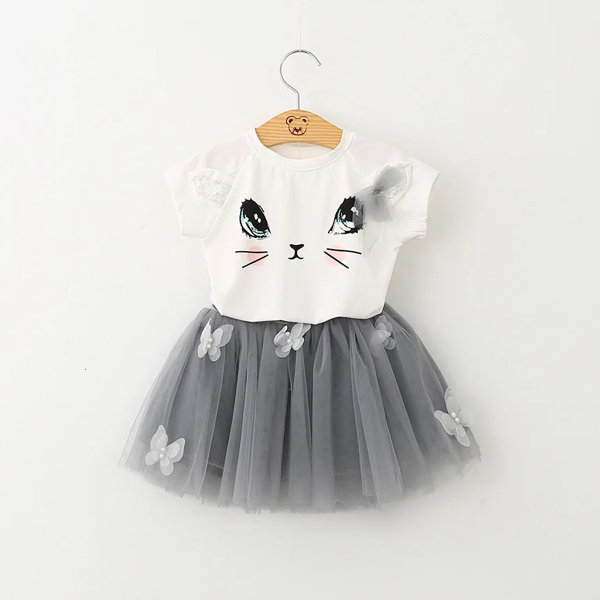 2pcs Summer Cotton T Shirt And Skirt Girls Dress Short Skirt For Baby Girls Dress Girls Clothing