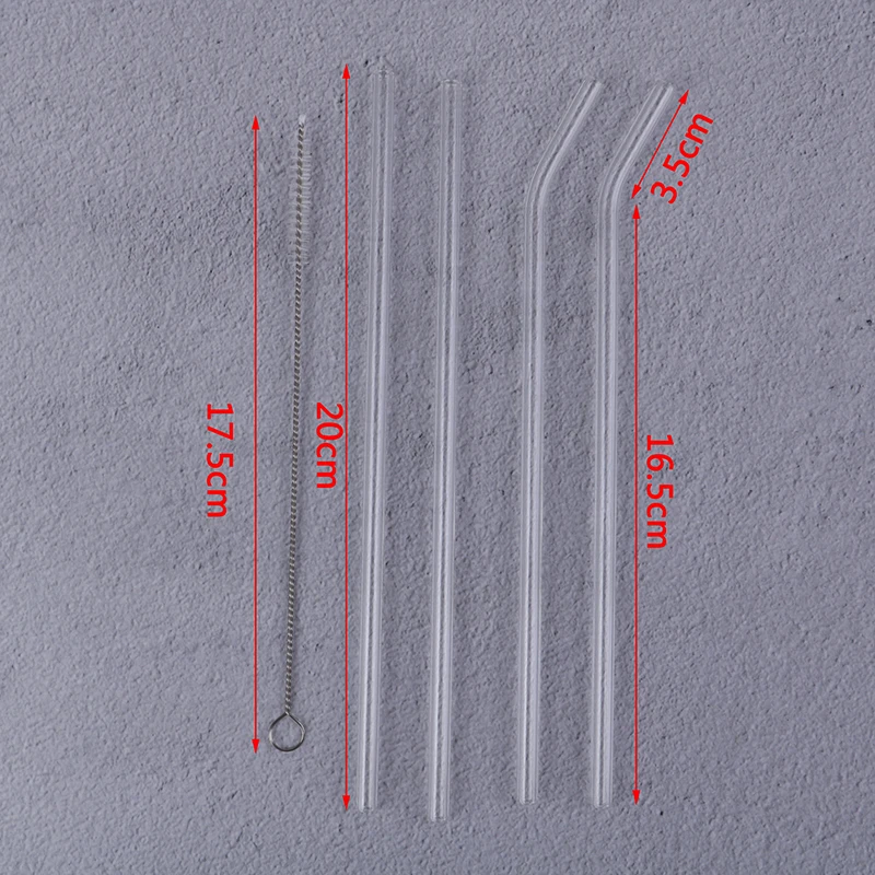 5 шт./компл. прозрачная стеклянная щетка для чистки соломинки с прямым изгибом