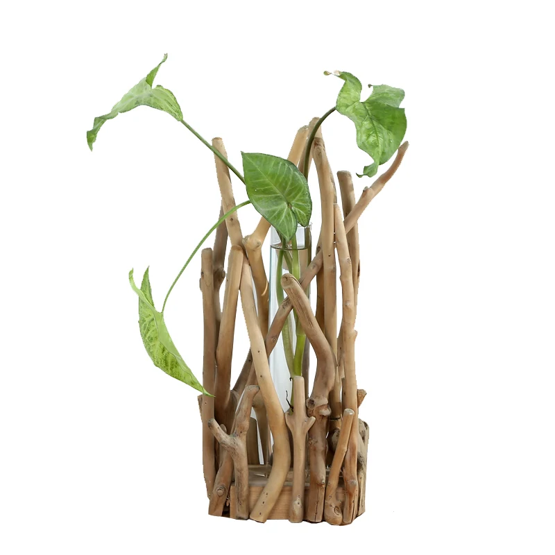 1 Набор стеклянная ваза в форме трубки прозрачная Цветочная бутылка с деревянной