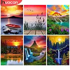 Картина 5d из страз HUACAN, закат, мозаика, природа, картины для Стразы, алмазная вышивка, вышивка крестиком, пейзаж, настенное искусство