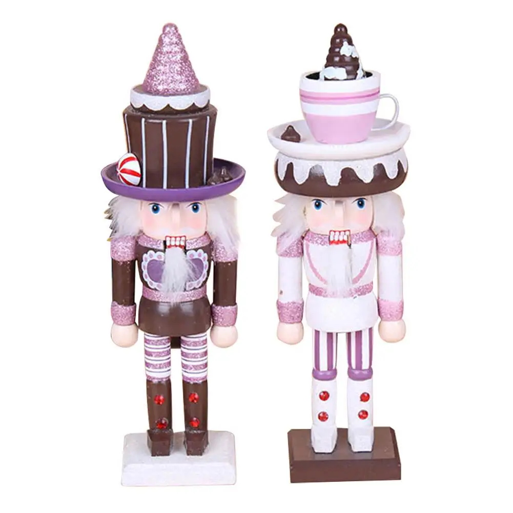 

New 26CM Cake Shape Puppet Painted Nutcracker Birthday Gift Merry Christmas Decoration Pendants Ornaments for Xmas Tree Decor