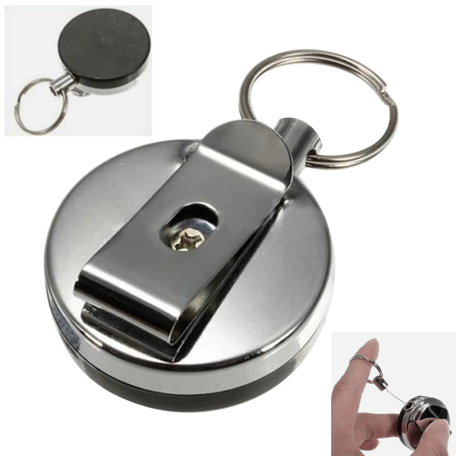 

Luxury quality Retractable Pull metal ID Lanyard Name Tag Card Recoil Belt Key Ring Chain Clips