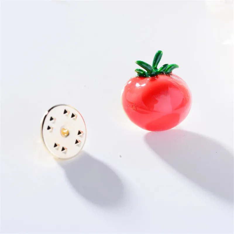 Милая Красная брошь в виде томатов для женщин маленькая булавка на воротник