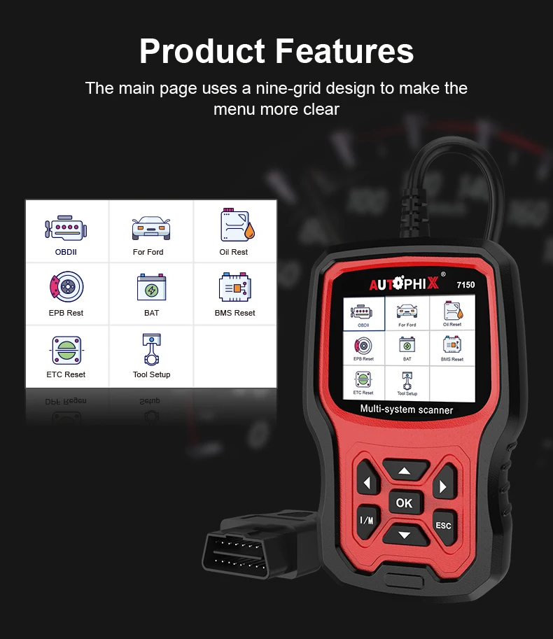 Автомобильный диагностический сканер Autophix 7150 OBD2 считыватель кодов для масла EPB