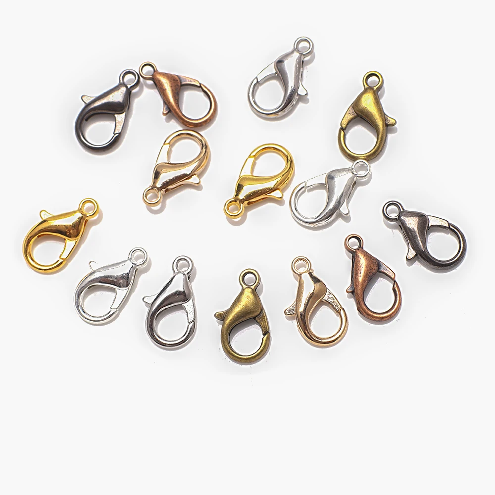 

10x5mm/12x6mm/14x7mm Alloy Lobster Clasp Hooks End Connector For Jewelry Making Necklace Bracelet Chain DIY Supplies Accessories