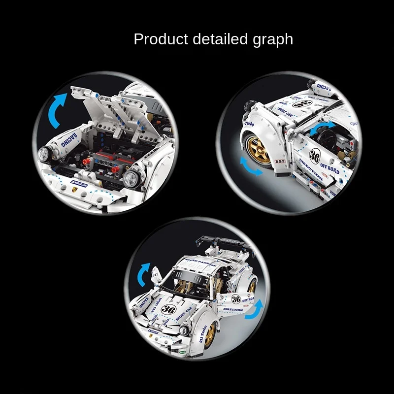 

911 Supercar Assembled Building Blocks Boys Electric Remote Control Model Sports Car Toy Car Children's Birthday Gift