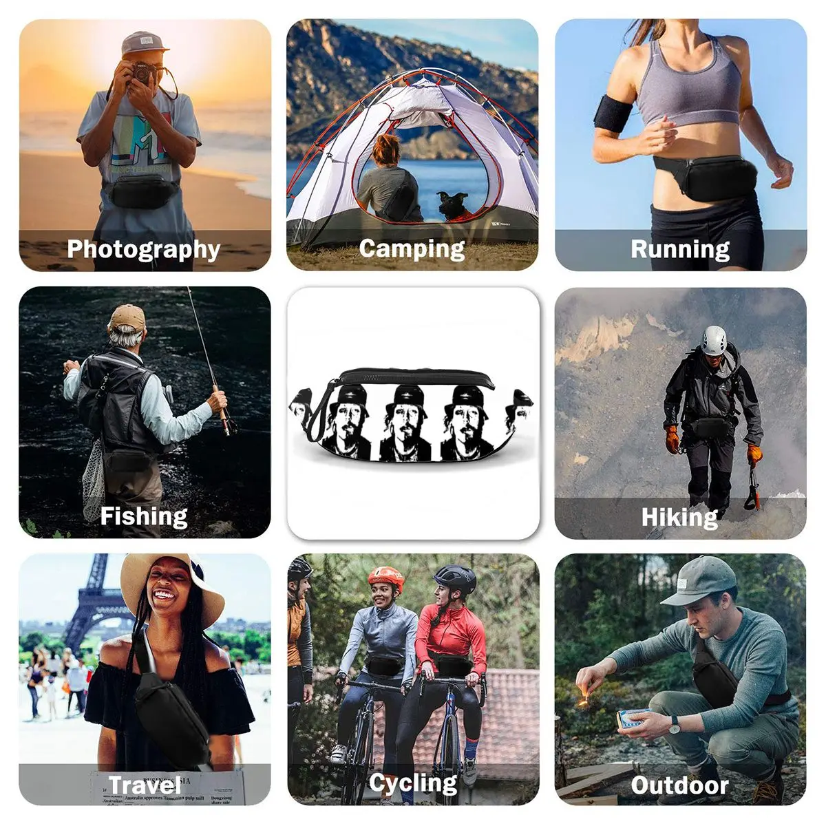 

Mugshot Waist Bag Polyester Pattern Waist Pack Male Climbing Bag