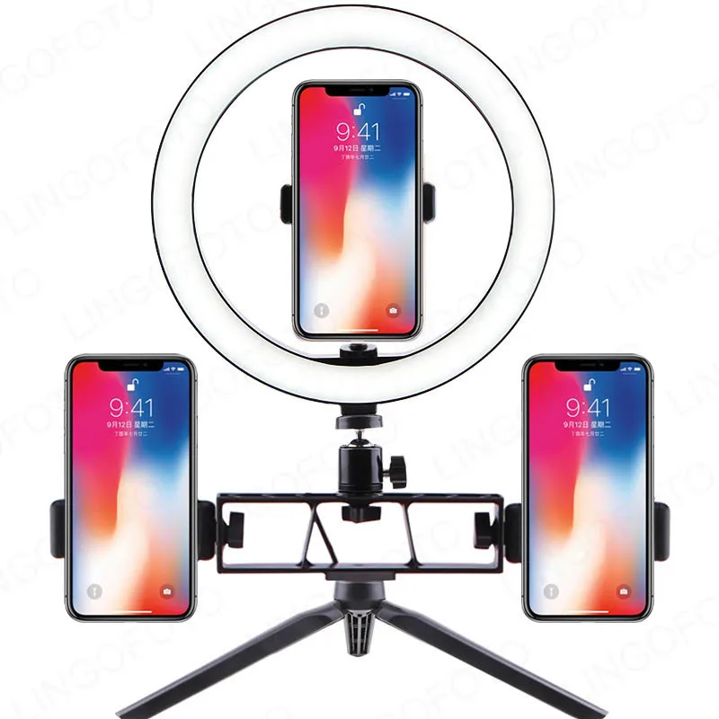 

Video Light Dimmable LED Selfie Ring Light USB ring lamp Photography Light with Phone Holder tripod stand UC9790