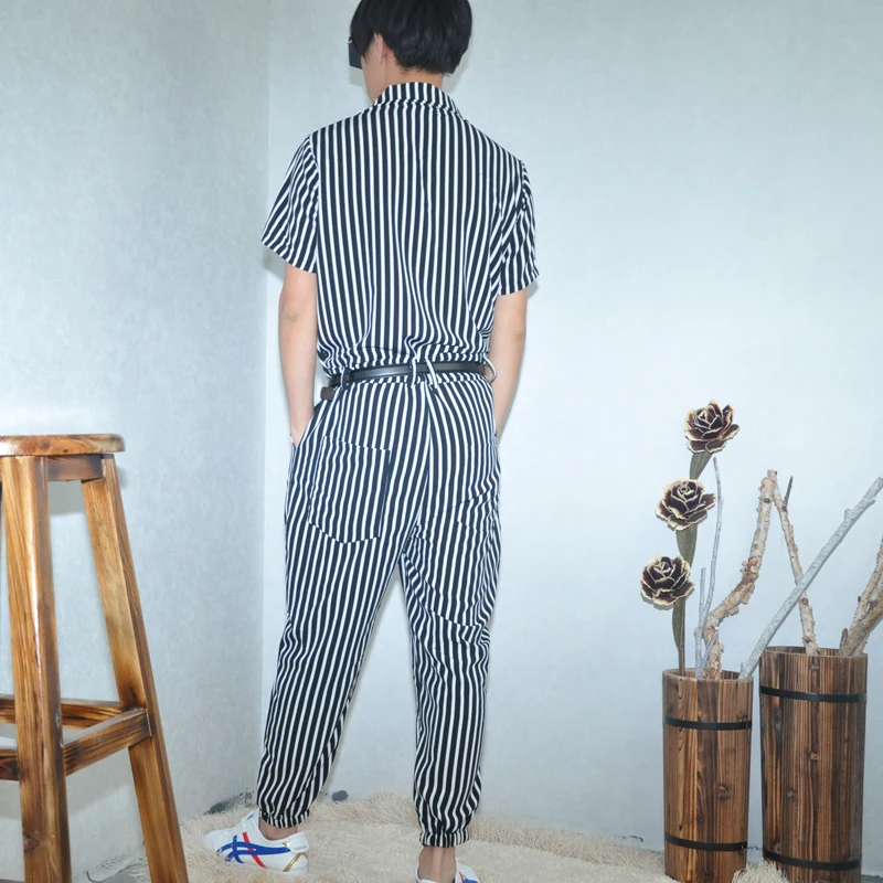 Комбинезон мужской с отложным воротником тонкий Свободный Повседневный