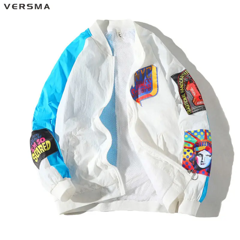 VERSMA корейская Мужская байкерская куртка Harajuku Ulzzang в стиле хип-хоп, осенняя уличная куртка-бомбер, Мужская ветровка, Прямая поставка