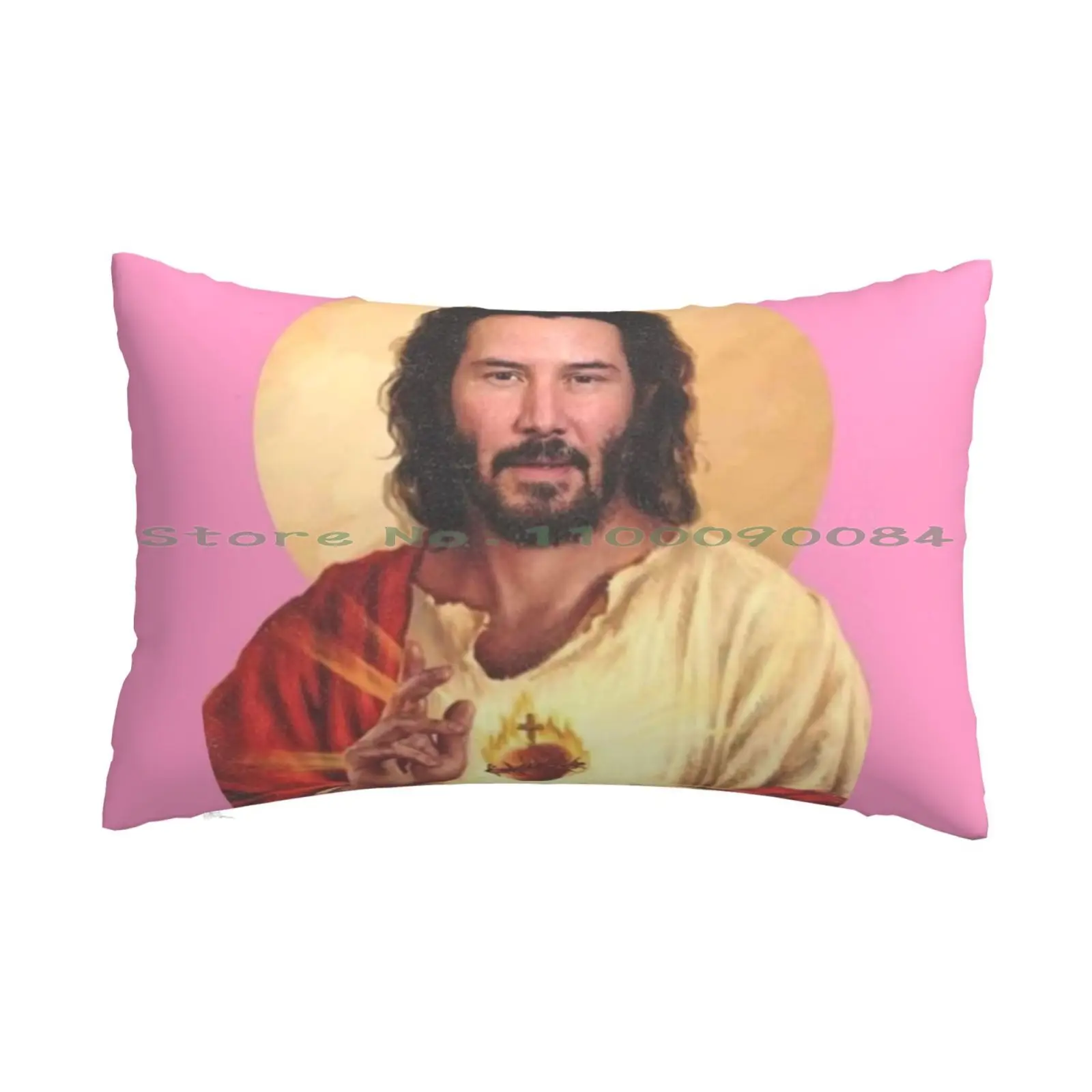 

Keanu Reeves , Lord & Saviour Pillow Case 20x30 50*75 Sofa Bedroom Keanu Reeves Funny Jesus Christ Pink Yellow Gold Heart John