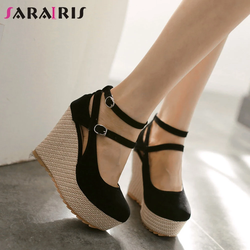 

Женские босоножки на танкетке SARAIRIS, элегантные лаконичные Босоножки на платформе, для весны и лета, 2021