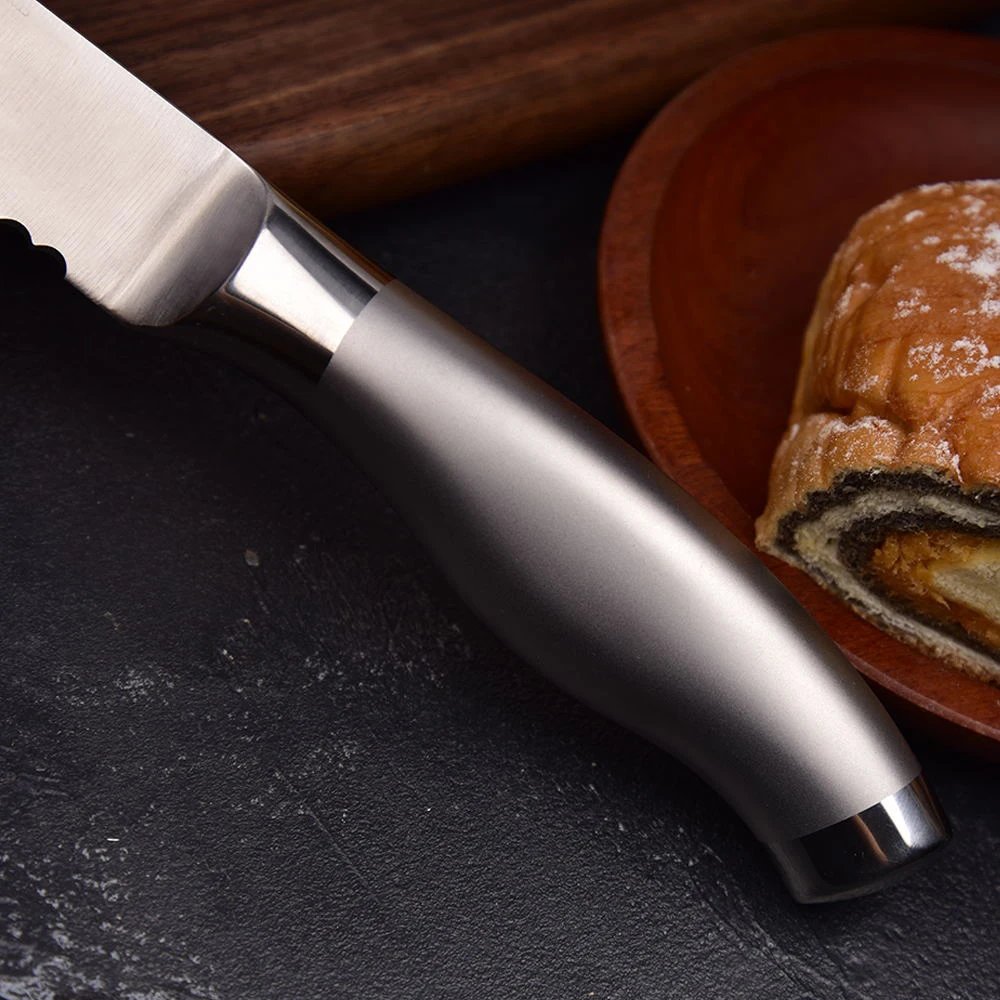 

8 Inch Serrated Bread Knife 5Cr15MoV Cold Stainless Steel Serrated Kitchen Knives Bread Knife with Hollow Handle