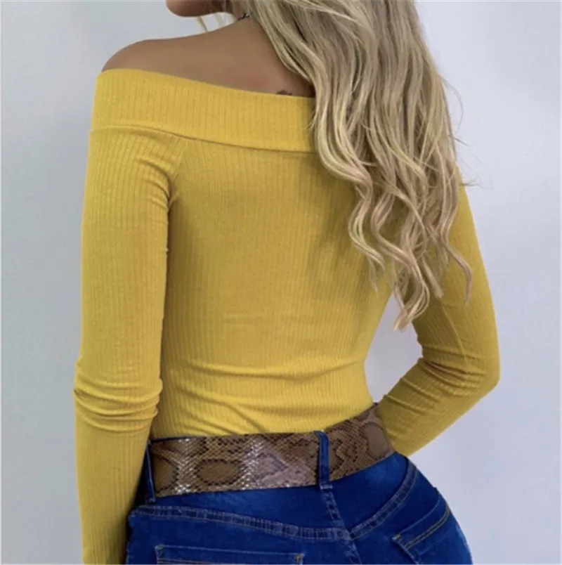 

2019 Autumn Women V-neck Long Sleeve Bodysuit Leotard Solid Tops Blouse Jumpsuit Rompers