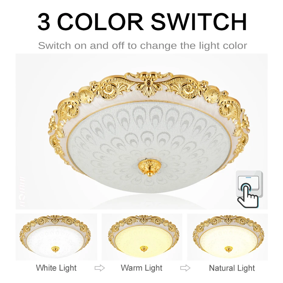 $43.42 European Modern Glass LED Ceiling Light 15W/24W 110V/220V Gold/Silver Ceiling Lamp For Aisle Porch Apartment Study Home Decor