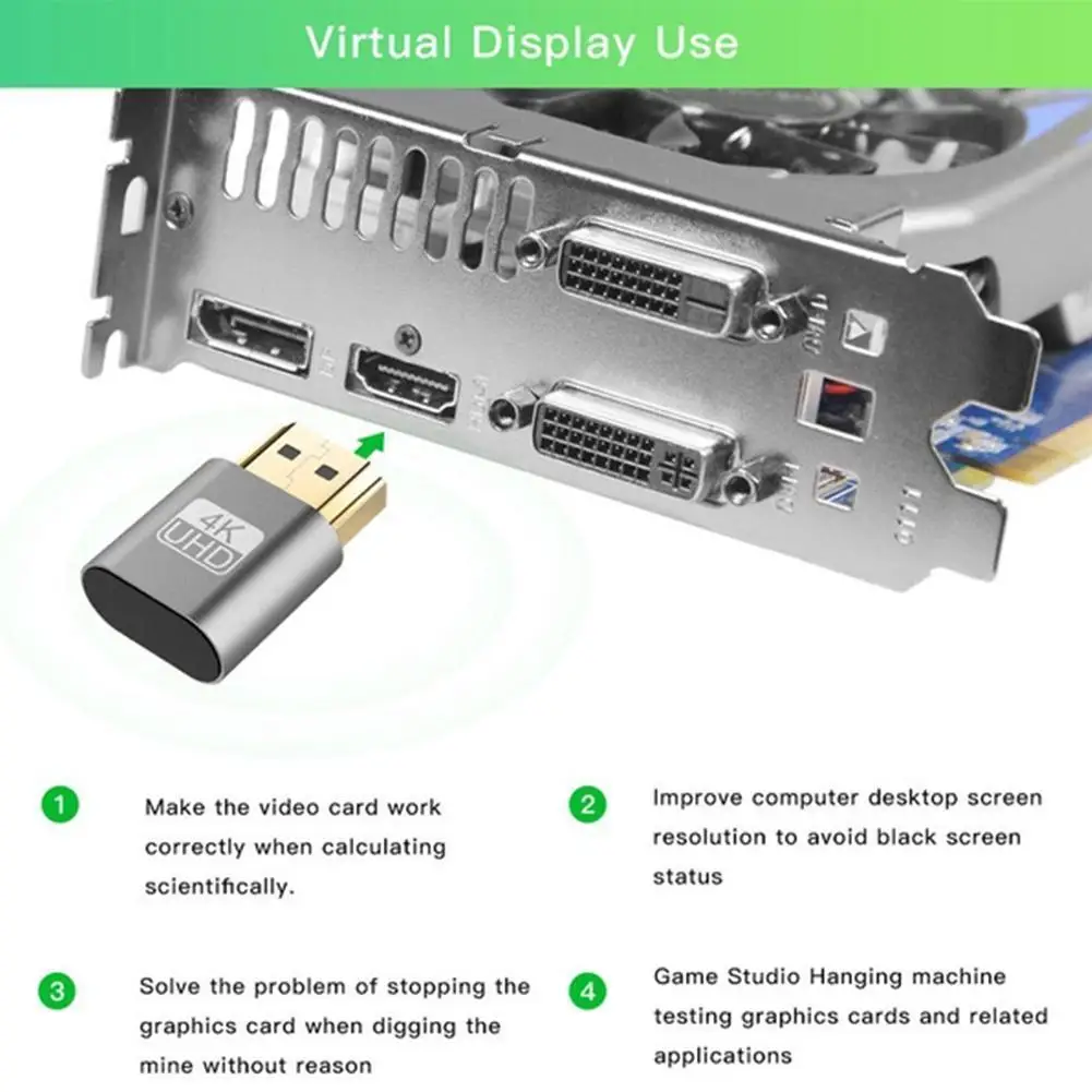 

HDMI-Compatible Virtual Display 4K DDC EDID Dummy Plug For Video EDID 1920x1080P Display Emulator AdapterSupport Q8A5