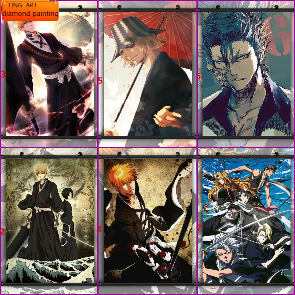 

Алмазная живопись аниме отбеливатель Урахара ихиго гримджо Алмазная мозаика вышивка крестиком комплекты, украшение для дома