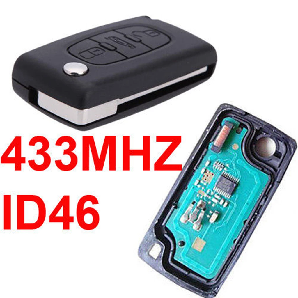 

Car Remote Keyless Entry Key Fob Case 433MHz For PEUGEOT 207 307 CC 308 3-Button 433MHz ID46 Chip 50x30x10mm Car Accessories