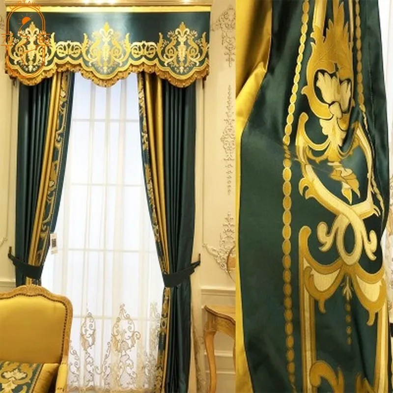 

European-style Curtains for Living Room Bedroom Luxury French Jacquard Curtains for High-end Villas Finished Custom Curtains