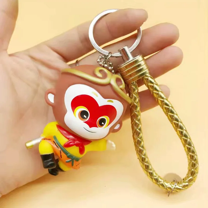 Брелок для ключей с кожаной веревкой помпонами королем обезьяны героями