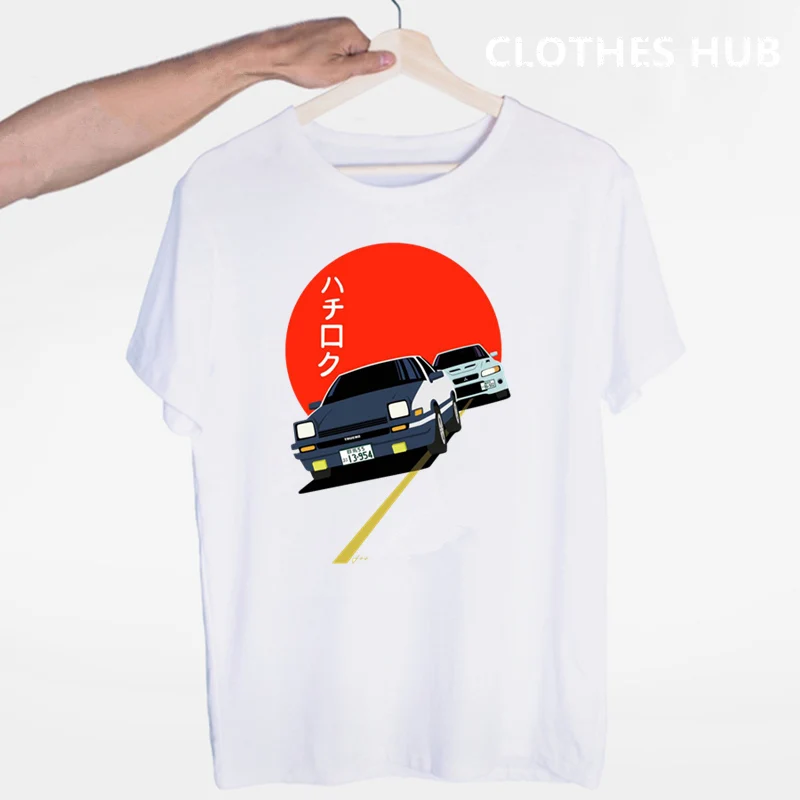 Дрифт японского аниме AE86 Начальная D футболка с круглым вырезом и короткими рукавами Летняя Повседневная модная мужская и женская футболка унисекс - Цвет: Коричневый