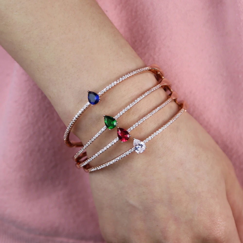 Открытый отрегулированный Размер слеза падение cz зеленый красный синий витая