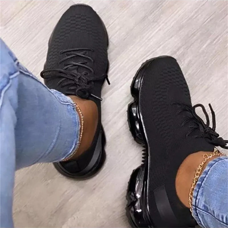 

Women Vulcanized Shoes Lace Up Female Sneakers Light Comfort Air Cushion Sport Shoes Woman Casual Breathable Ladies Plus Size
