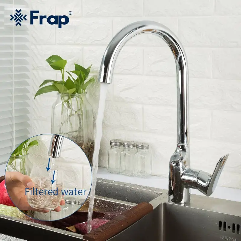 

Frap Filter Kitchen Faucet Drinking Water Chrome Deck Mounted Mixer Tap 360 Rotation Pure Water Kitchen Sinks Taps F4399-50