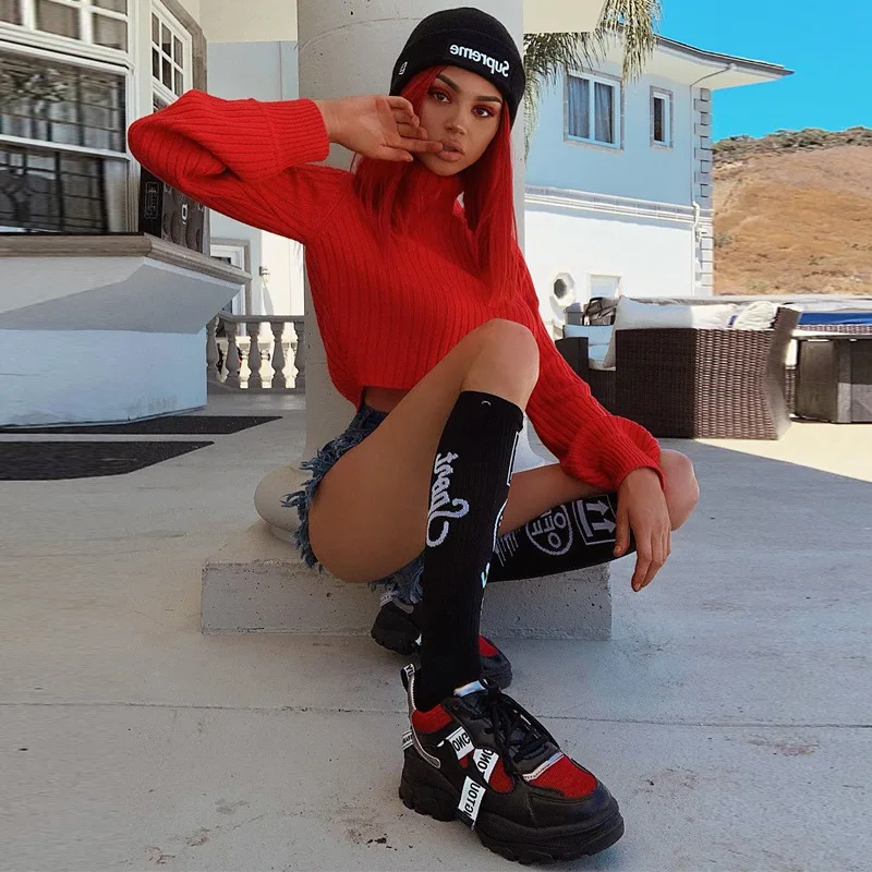 Women Turtleneck Sweaters Solid Color Long Sleeve Slim Pullovers Casual Thread Crop Sweater 2019 Winter Clothes | Женская одежда