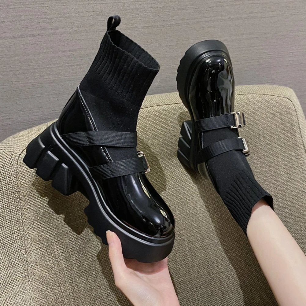 

DORATASIA New Fashion Girl Chunky High Heels Ankle Boots 2020 Autumn Daily Boots Women Round Toe Platform Buckle Shoes Woman