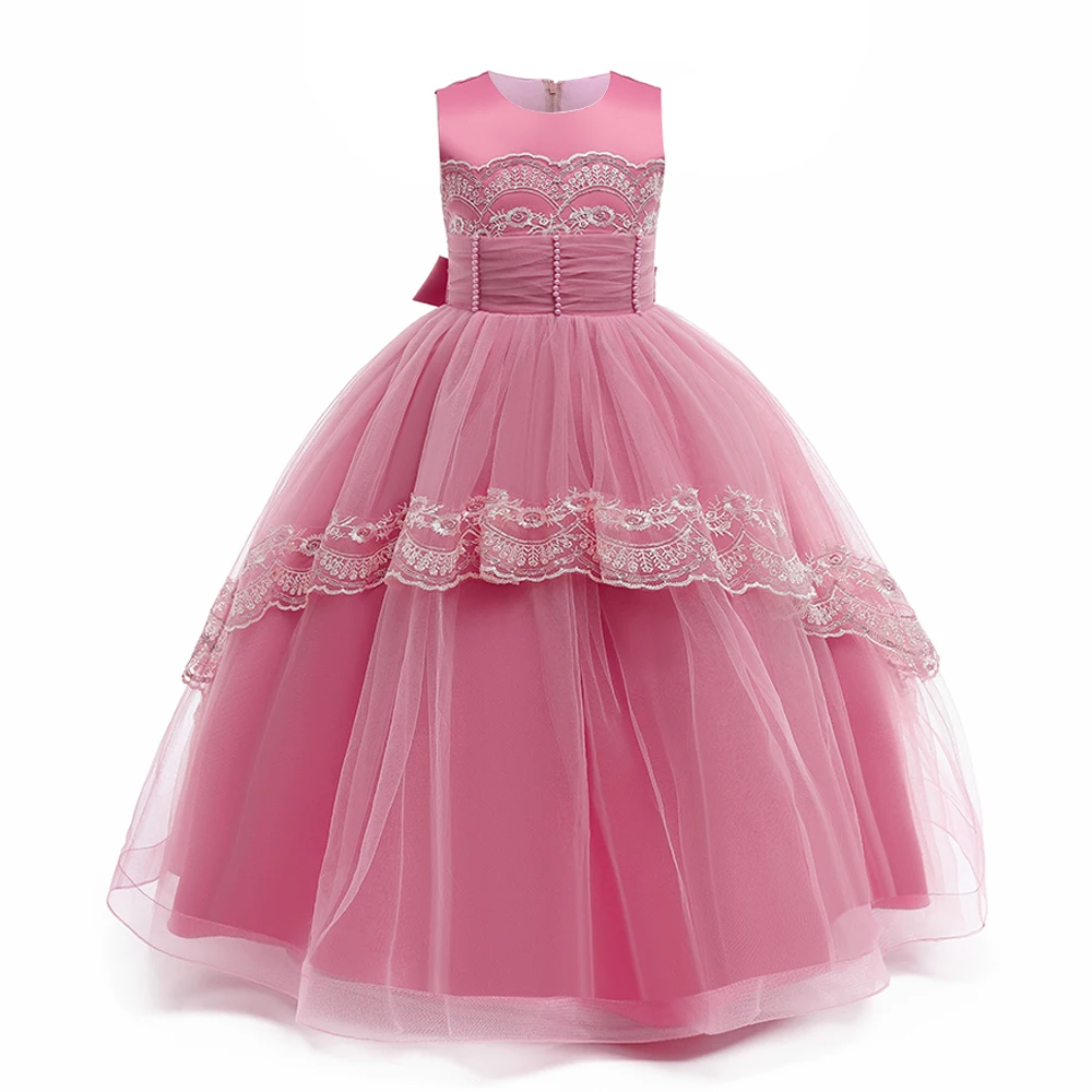 Кружевные Платья с цветочным рисунком для подростков детское длинное кружевное