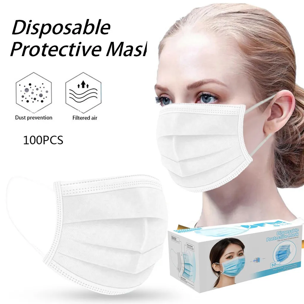 

50 PCS facemask Fast Delivery Face Mask Disposable Mouth Masks 3 Layer Elastic Earloop Masks tapabocas In stock#E5