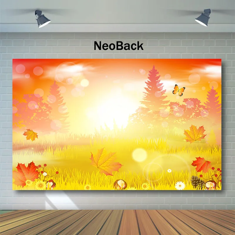 NeoBack осенний кленовый фон с листьями заката Золотой Фон для фотосъемки бабочками