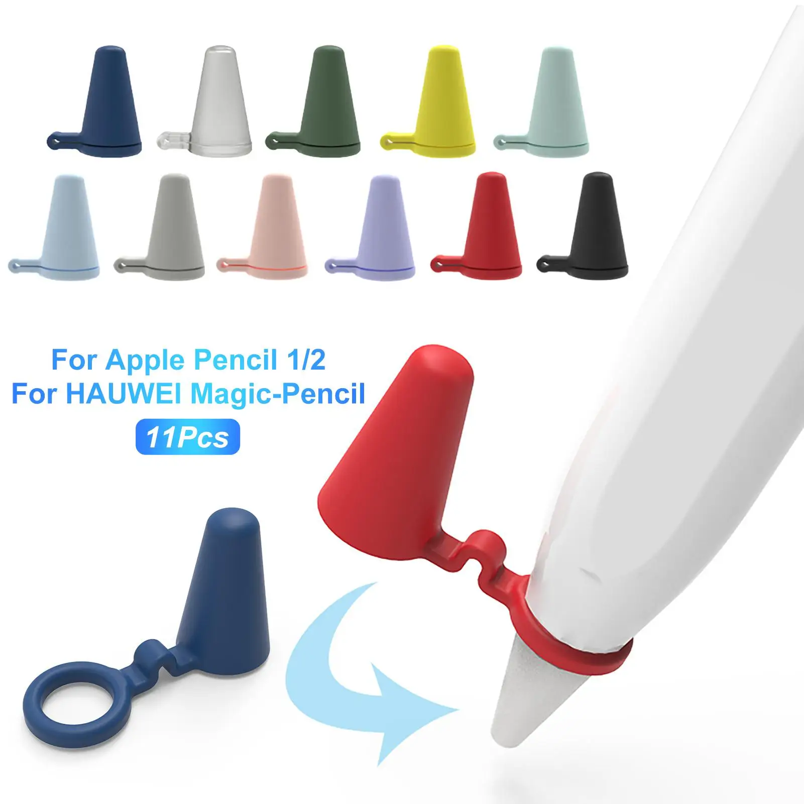 

11 шт./компл. Противоскользящие силиконовые наконечники стилуса, защитный чехол, аксессуары для карандашей