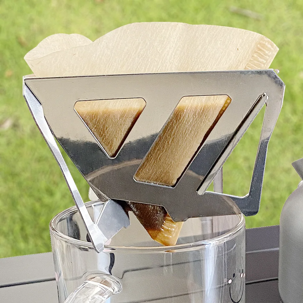 

Портативный держатель для кофе, складной фильтр для кофейных зерен, для кемпинга, кофейная горелка, мини Воронка для кофе из нержавеющей ста...