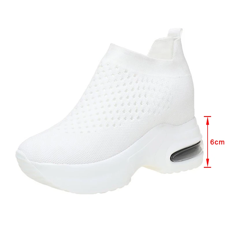 

Breathable Shoes Women Sneakers Female Knitted Thick Bottom Air Cushion Walking Shoes Soft Women's New Spring Summer Casual 2021