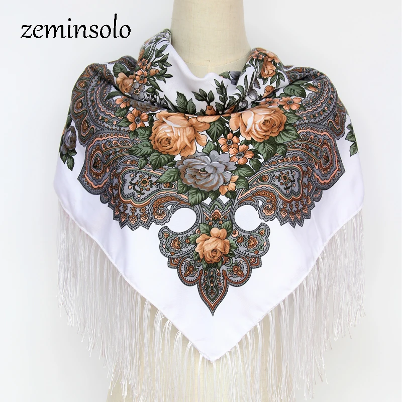 Русский Ретро винтажный цветочный хлопковый квадратный шарф хиджаб палантины