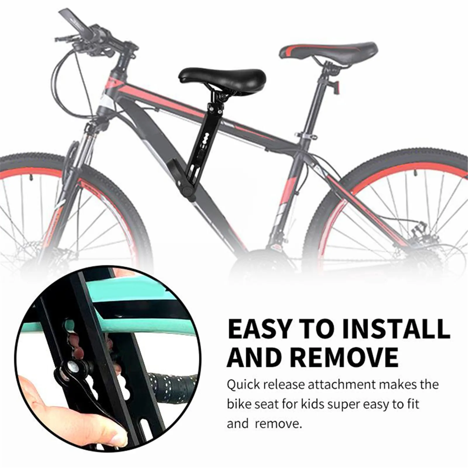 

Kids Bikes Seat Front Mounted Detachable 2-5 Years Kids Aluminum Alloy Mountain Bycicle Seat Compatible With All Adults MTB