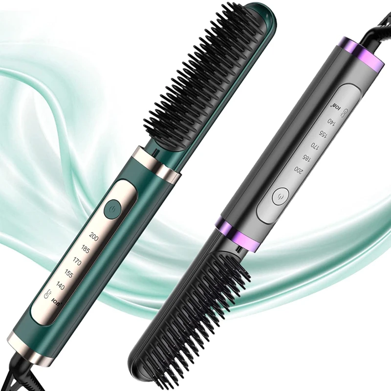 

Negative Ion Hair Straightening Brush Comb Electric Hot Comb Curling Straightener Brush Fast Heating Curler Hair Caring Tools