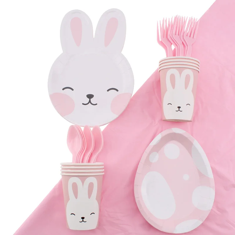 

Birthday Party Rabbit Dishes 41 Disposable Tableware Rabbit-shaped Dishes Birthday Party Decoration Kids Wedding Party Supplies