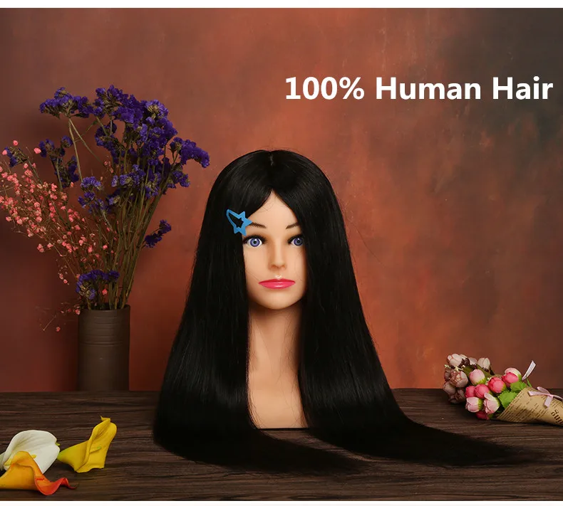 

Голова манекена из 100% натуральных черных человеческих волос, кукла 24 дюйма из черных натуральных волос отличного качества, голова парикмах...