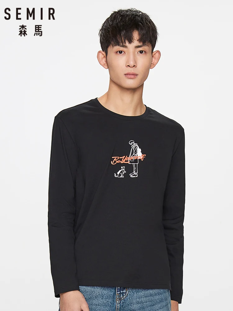 Футболка SEMIR мужская с длинным рукавом хлопок круглый вырез мультяшный стиль