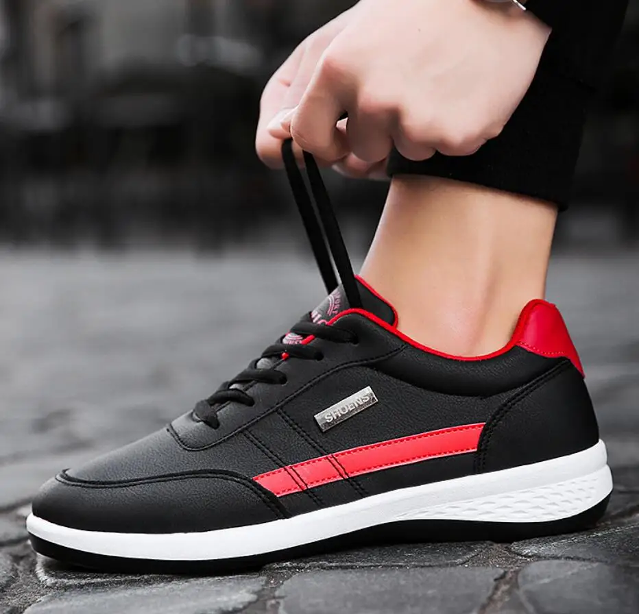 Мужские белые кроссовки tenis masculino мужская обувь дышащая на шнуровке кожаная
