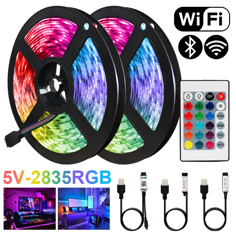 

LED RGB 2835 USB 3key controle fita ir neon luzes DC 5V LED luzes de tira bluetooth fita flexível diodo pc tv backlight