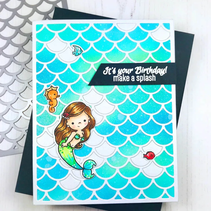 Mermслуды поцелуи и морские звезды пожелания высечка + прозрачный штамп мермамеры