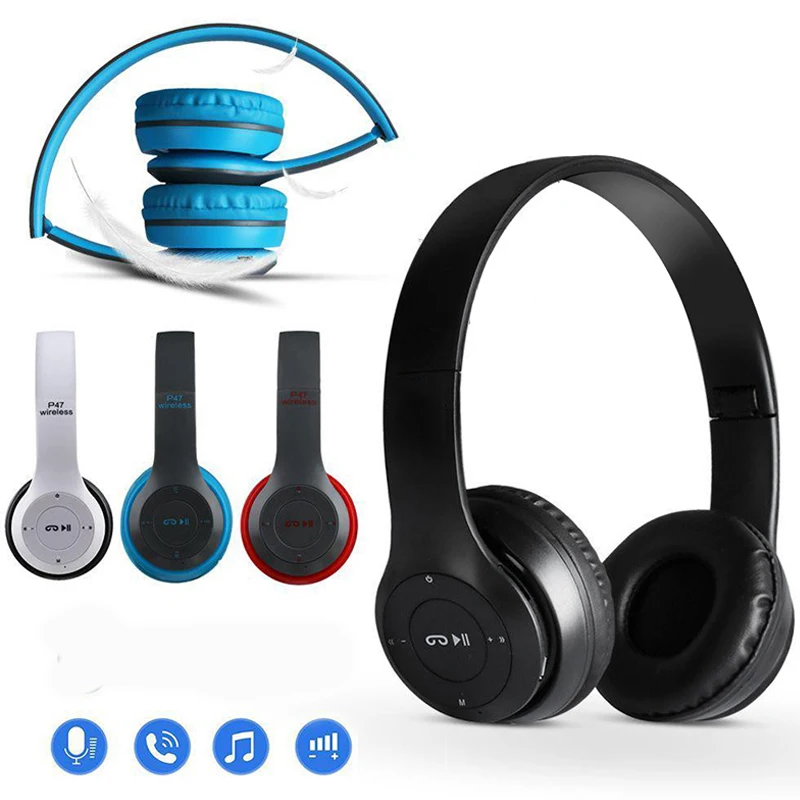 P47 беспроводные наушники Bluetooth-совместимые складные для iPhone Huawei спортивные бега с