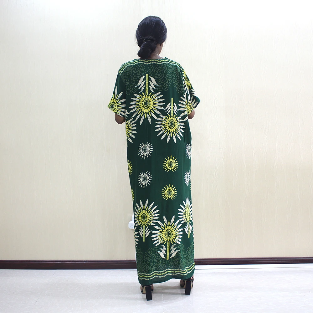 Dashikiage Новое поступление модные африканские Дашики цветочный принт черный Чистый хлопок Аппликации Элегантные африканские женские платья