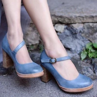 summer women retro sandals 2020 high heel ladies leather shoes classic ankle strap pumps plus size 34 43 women shoes